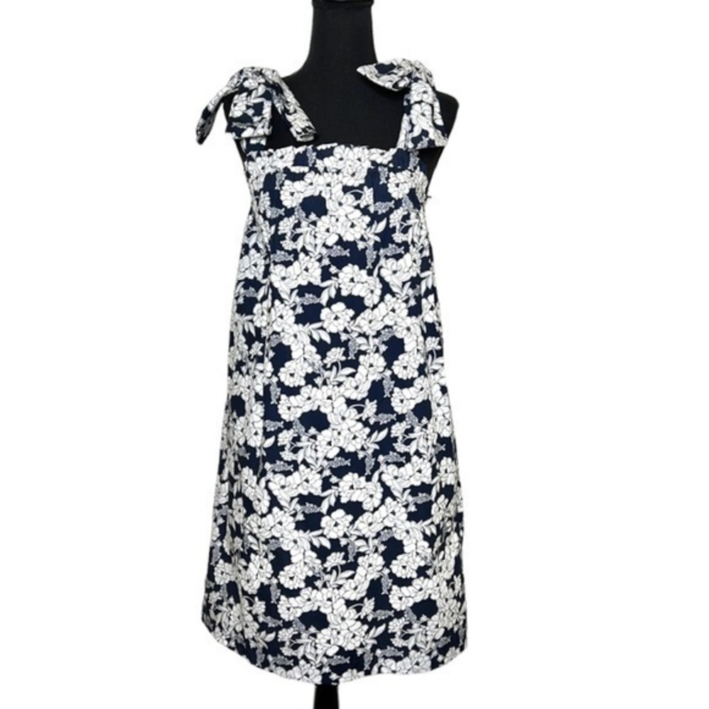 J. Crew Tie-shoulder Cotton Poplin Dress in Magnolia Floral Navy Size Small NWT